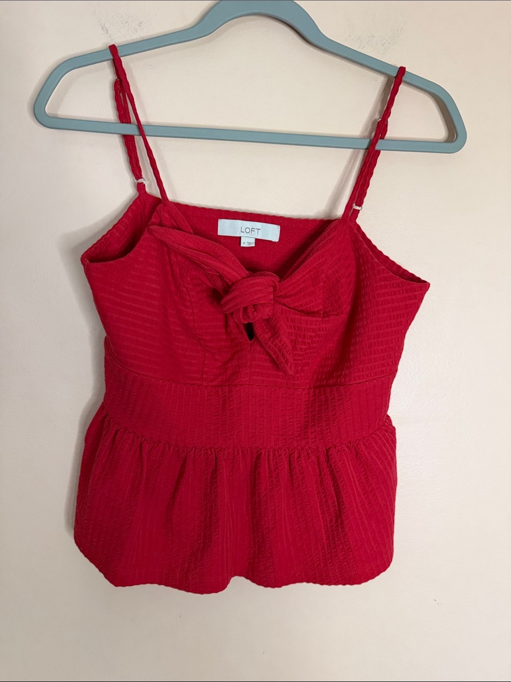 LOFT Red Tie-Front Peplum Camisole